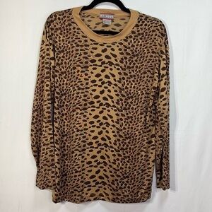 🪶 Et Vous silk knit jersey, long sleeve leopard print round neck T-shirt